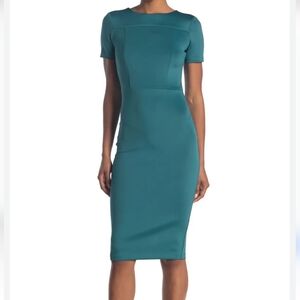 Alexia Admor Scuba Elegant Teal Bodycon Midi Dress Size XS